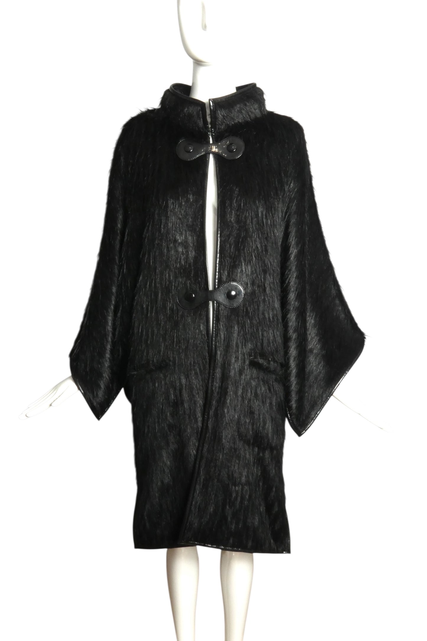 PIERRE CARDIN (HAUTE COUTURE) -2007 Black Faux Fur Coat, Size-8