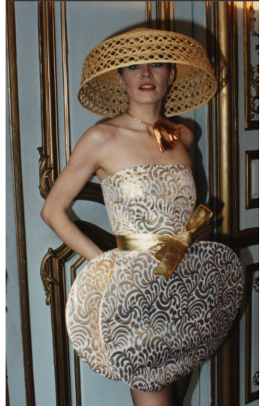 PIERRE CARDIN (HAUTE COUTURE)- 1991 Gold Brocade Hoop Skirt, Size 4