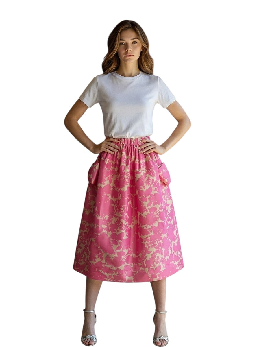 1994 Floral Print Taffeta Ball Skirt, Size 8