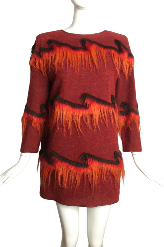 PIERRE CARDIN  -2012 Wool & Fur Knit Dress, Size-12