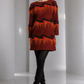 PIERRE CARDIN HERITAGE - 2012 Rust, Orange & Black Wool & Fur Knit Dress, Size-12