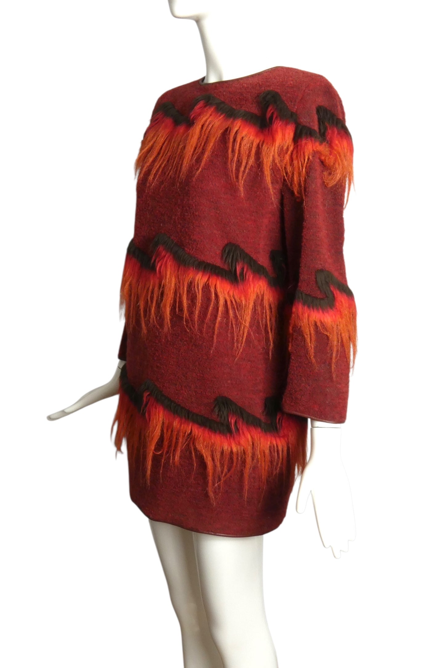 PIERRE CARDIN  -2012 Wool & Fur Knit Dress, Size-12