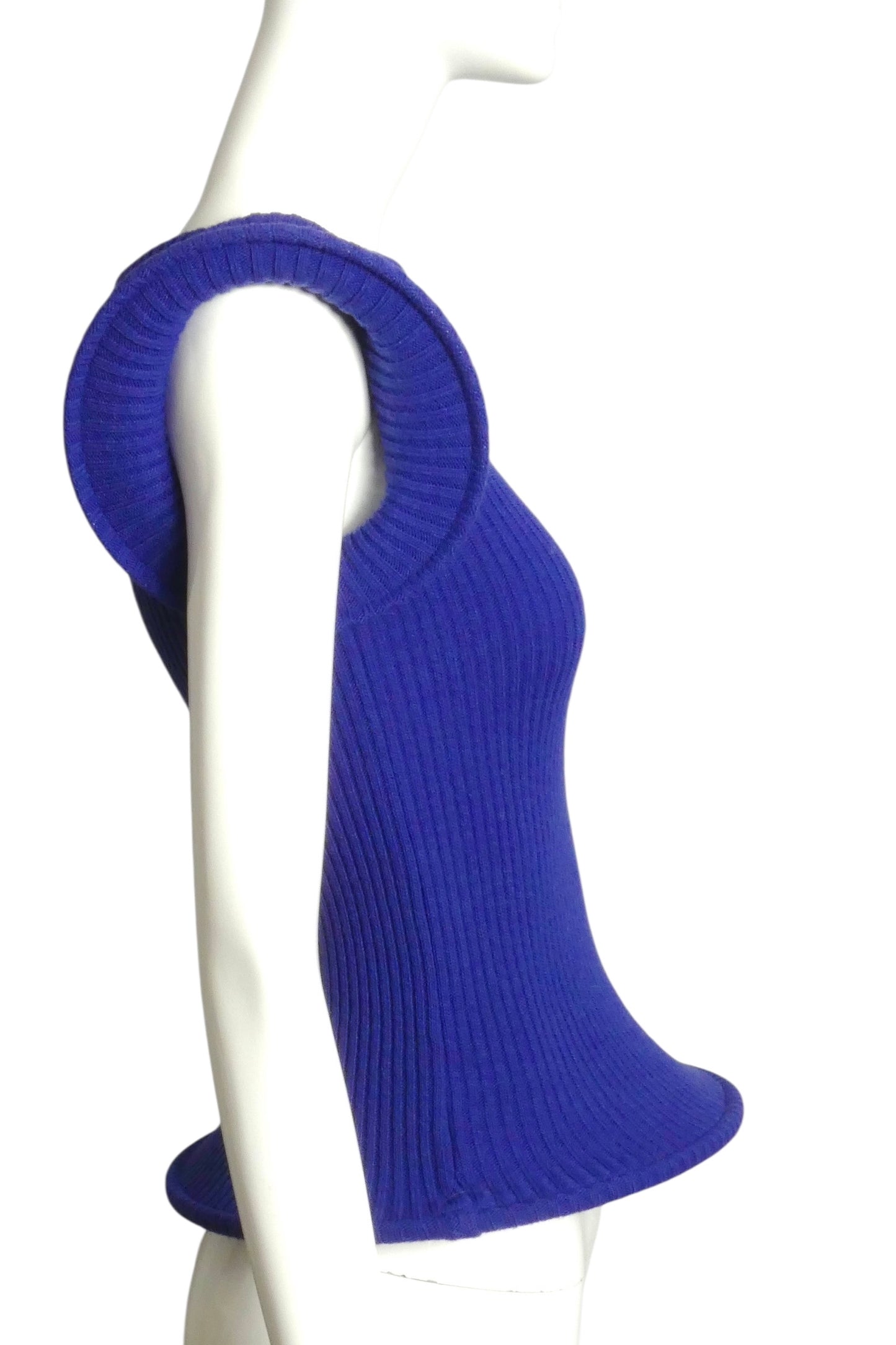 PIERRE CARDIN (HAUTE COUTURE)-2002 Blue Wool Knit Hoop Sweater, Size-4