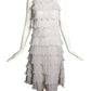 PIERRE CARDIN-1999 Ivory Tiered Ruffle Dress, Size-2