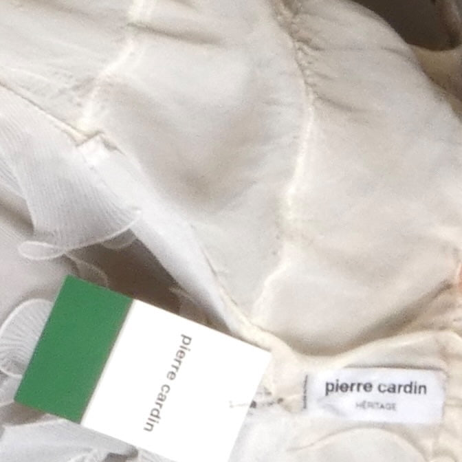 PIERRE CARDIN-1999 Ivory Tiered Ruffle Dress, Size-2