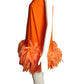 PIERRE CARDIN (HAUTE COUTURE)-2009 Orange Silk & Feather Party Dress, Size-6