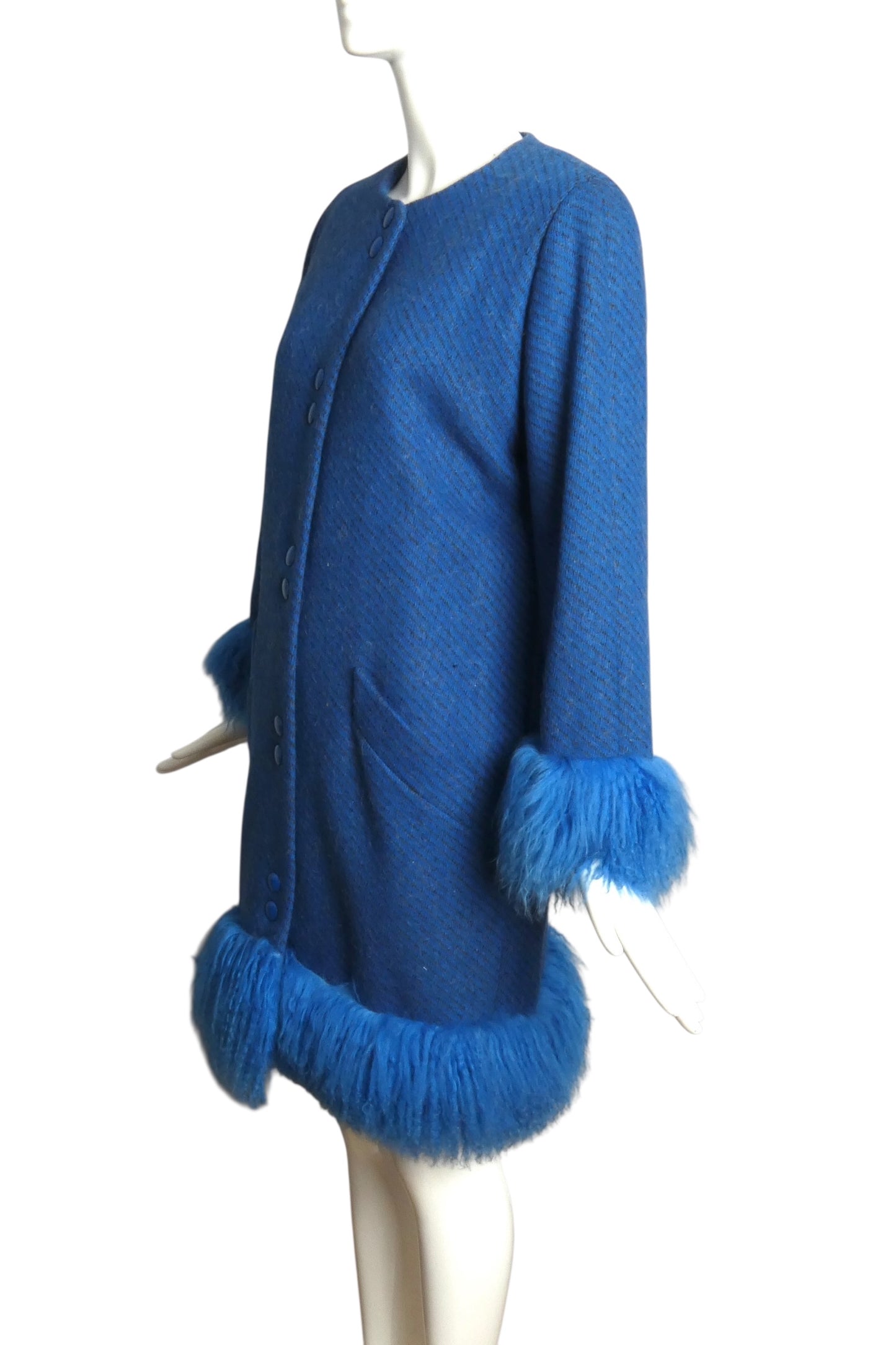 PIERRE CARDIN CREATION-1990 Wool & Fur Coat, Size-12