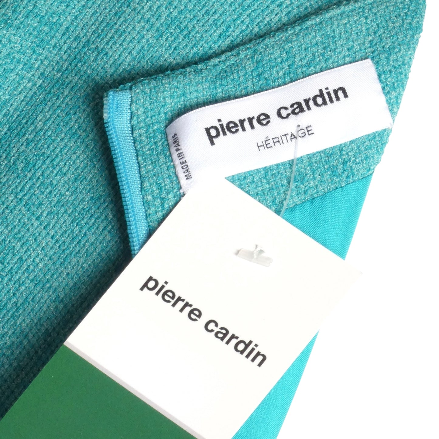 PIERRE CARDIN HAUTE COUTURE- 1998 Turquoise Blouson Dress, Size 10