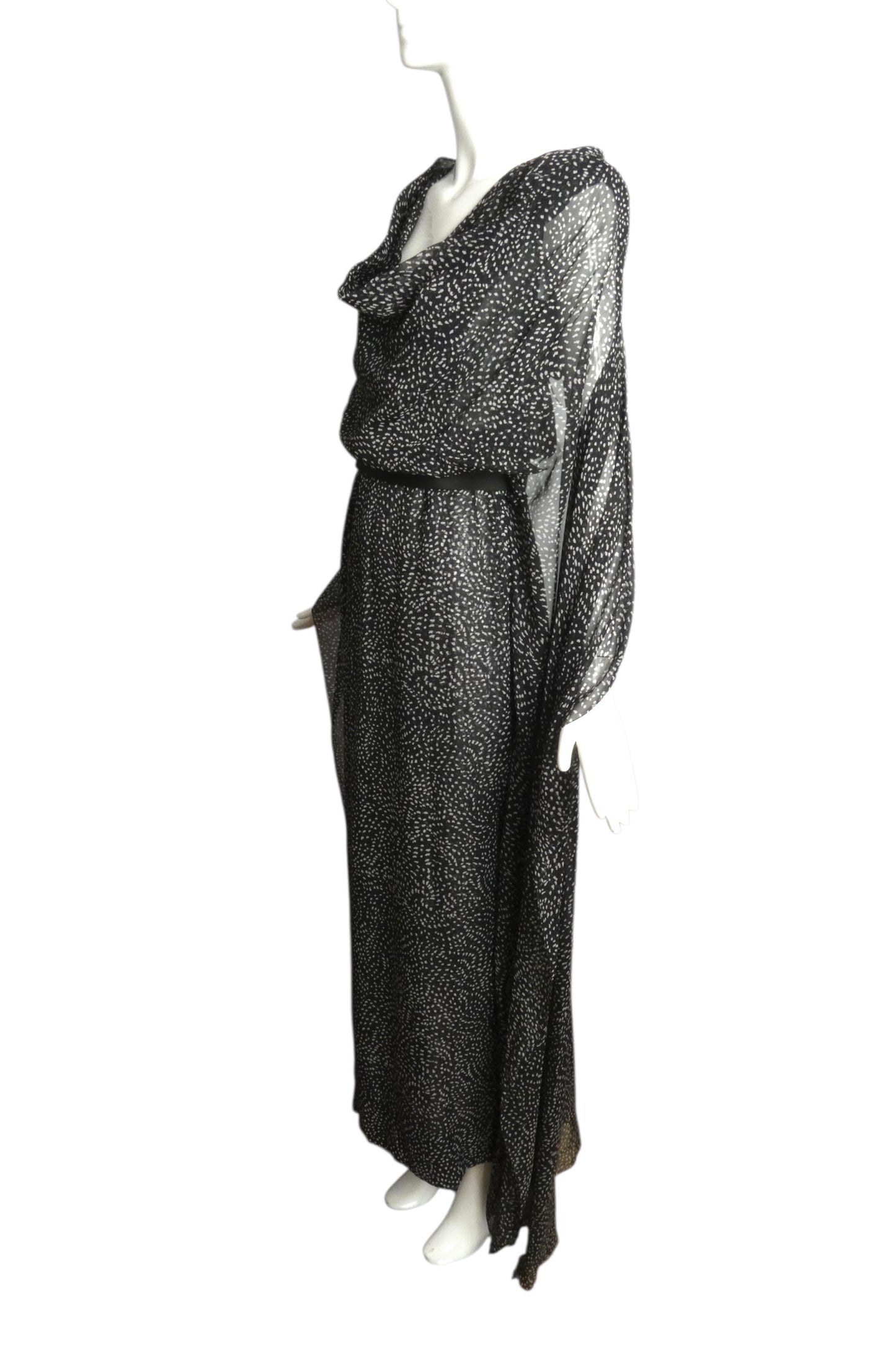 PIERRE CARDIN (HAUTE COUTURE)-1989 Print Chiffon Evening Gown, Size 4
