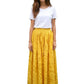 1996 Yellow Cotton Seersucker Maxi Skirt, Size 4