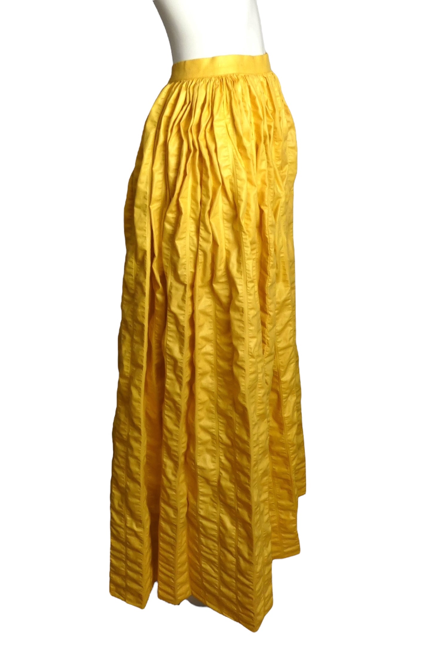 PIERRE CARDIN- 1996 Yellow Cotton Seersucker Cocktail Skirt, Size 4