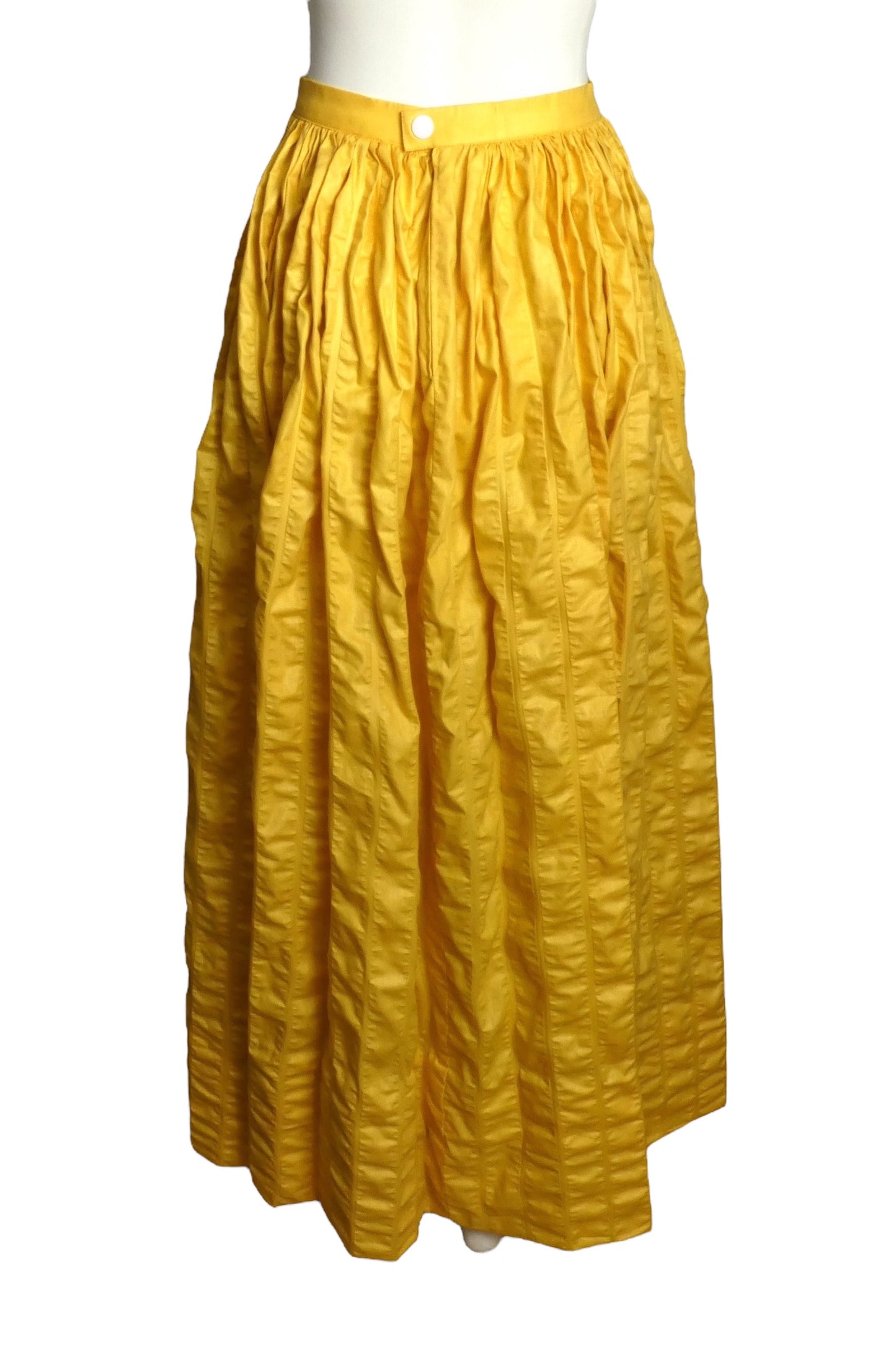 PIERRE CARDIN- 1996 Yellow Cotton Seersucker Cocktail Skirt, Size 4