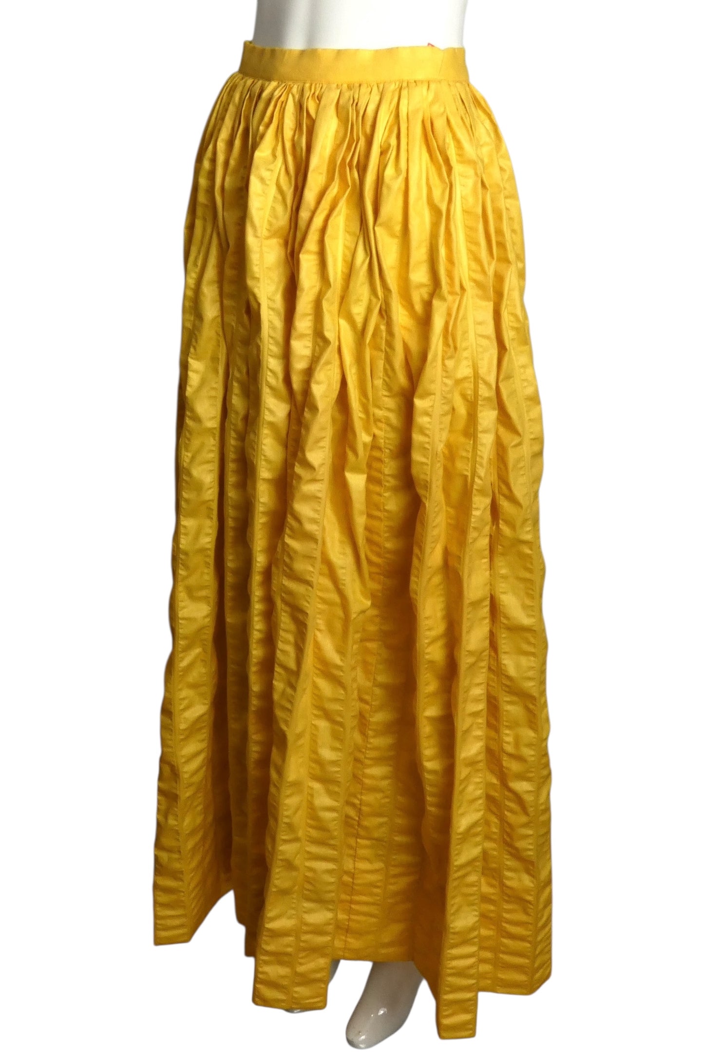 PIERRE CARDIN- 1996 Yellow Cotton Seersucker Cocktail Skirt, Size 4
