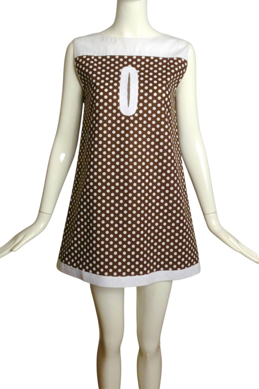 PIERRE CARDIN (HAUTE COUTURE)-2012 Cotton Polka Dot Dress, Size-4