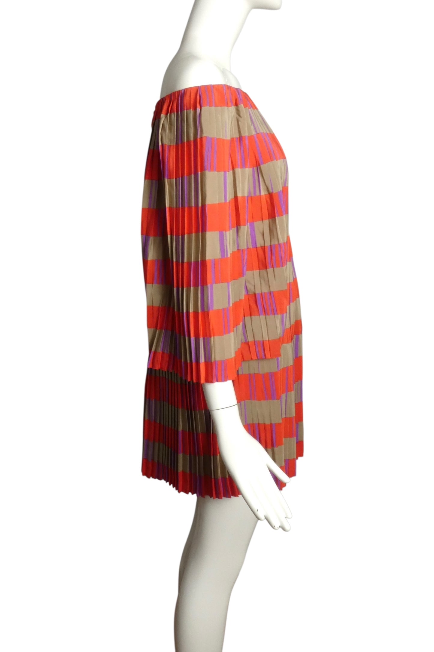 PIERRE CARDIN (HAUTE COUTURE)- 1991 Off The Shoulder Pleated Silk Dress, Size 6