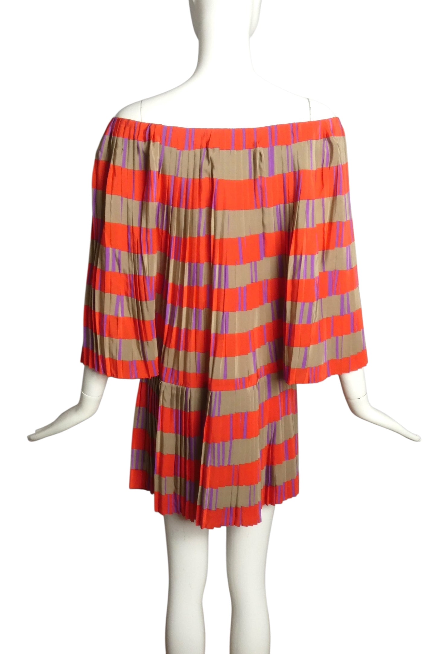 PIERRE CARDIN (HAUTE COUTURE)- 1991 Off The Shoulder Pleated Silk Dress, Size 6