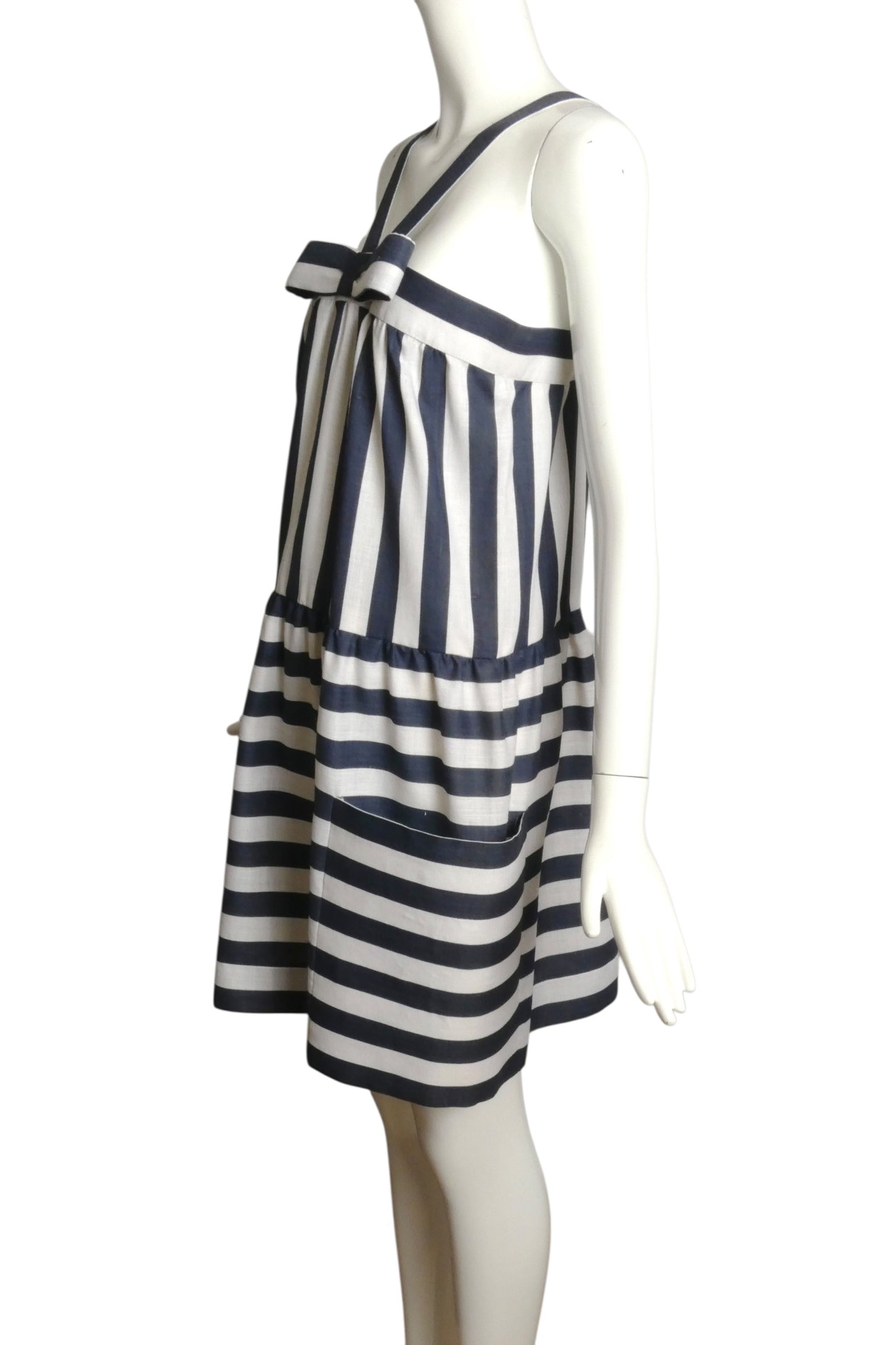 PIERRE CARDIN-1991 Cotton Stripe Dress, Size-4