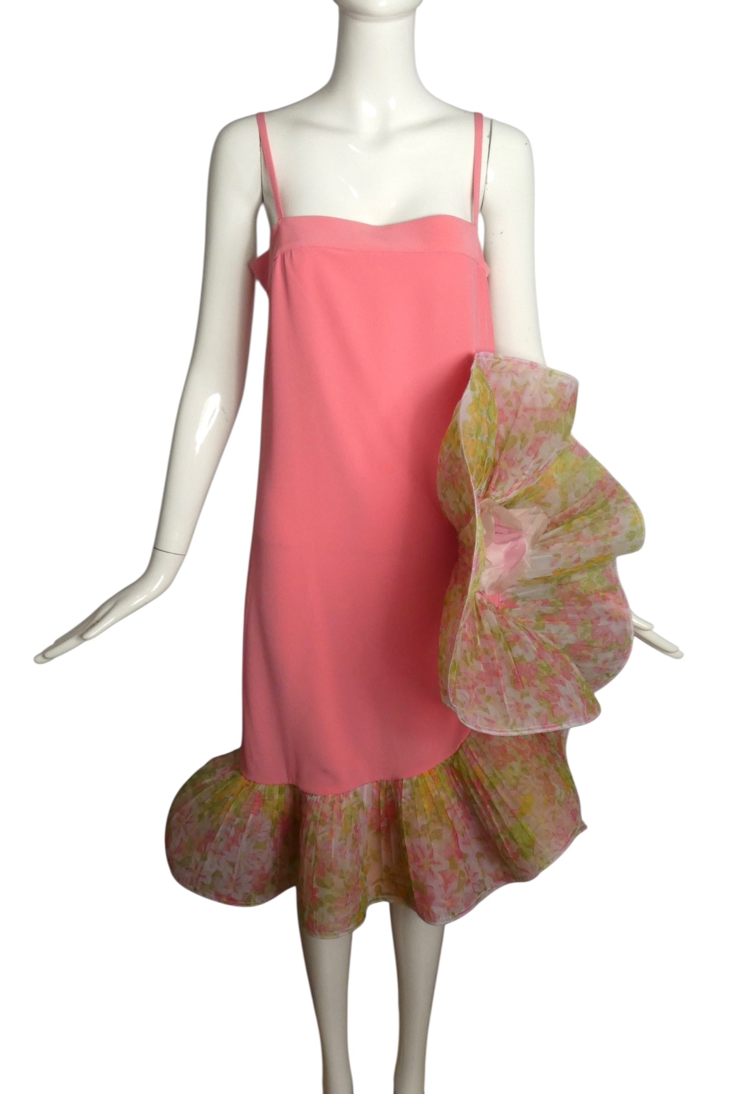 PIERRE CARDIN (HAUTE COUTURE)- 1988 Pink Ruffle Knit Dress, Size 4