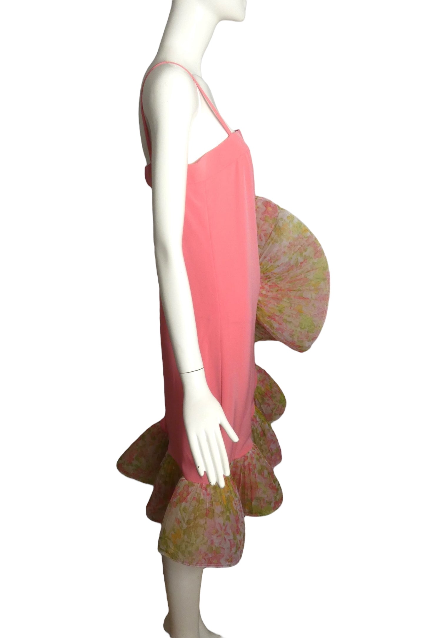 PIERRE CARDIN (HAUTE COUTURE)- 1988 Pink Ruffle Knit Dress, Size 4