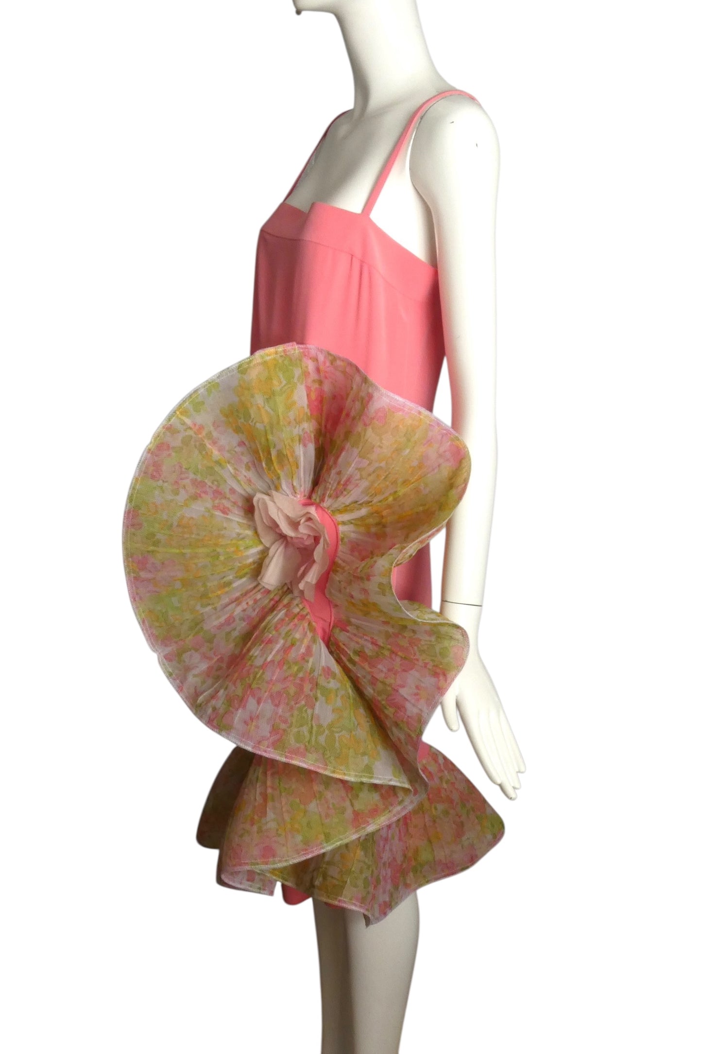 PIERRE CARDIN (HAUTE COUTURE)- 1988 Pink Ruffle Knit Dress, Size 4