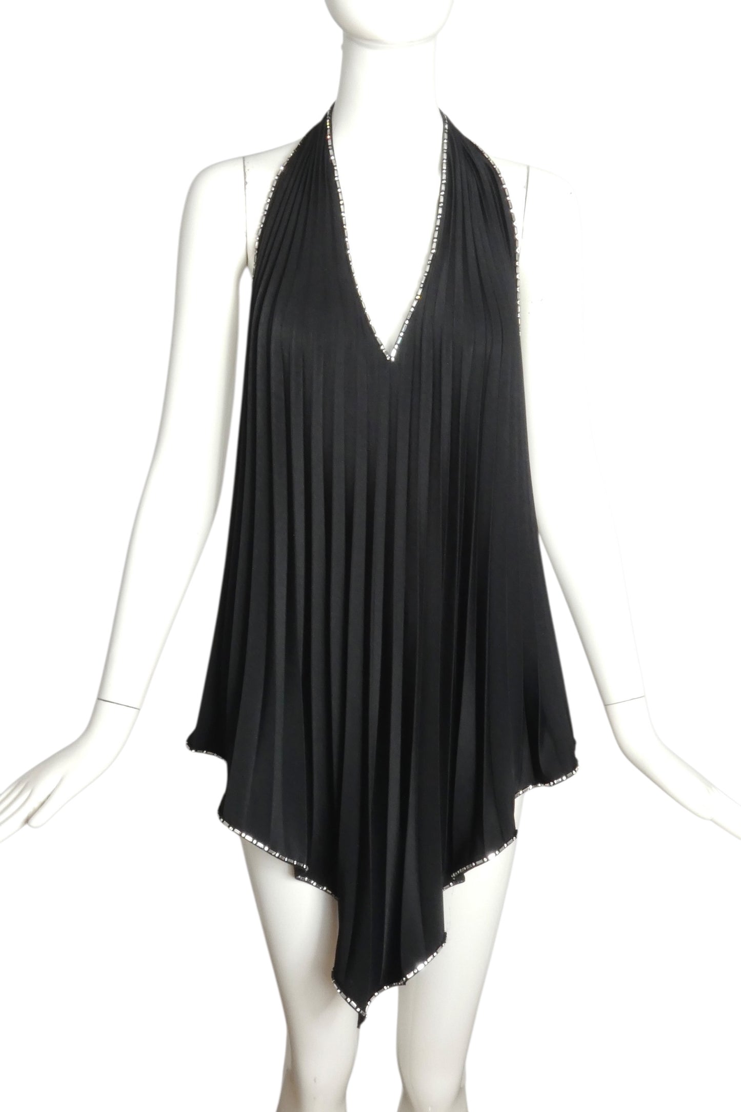 PIERRE CARDIN (HAUTE COUTURE)- 1998 Black Pleated Halter Top, Size 4