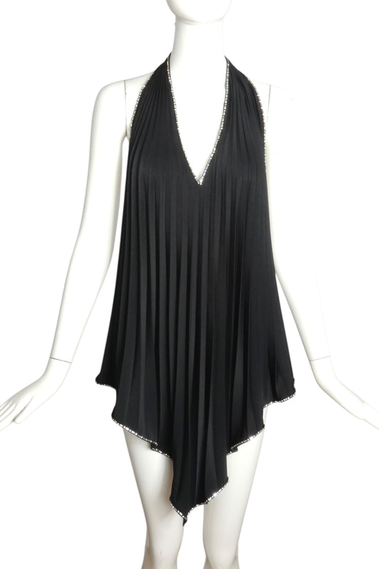 PIERRE CARDIN (HAUTE COUTURE)- 1998 Black Pleated Halter Top, Size 4