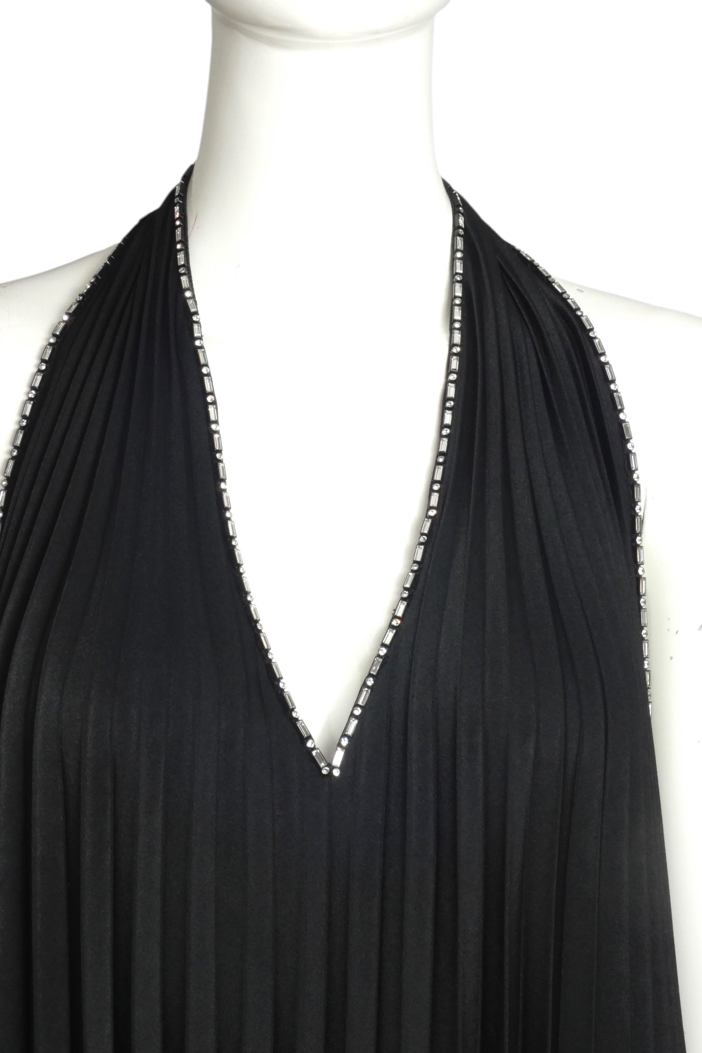 PIERRE CARDIN (HAUTE COUTURE)- 1998 Black Pleated Halter Top, Size 4