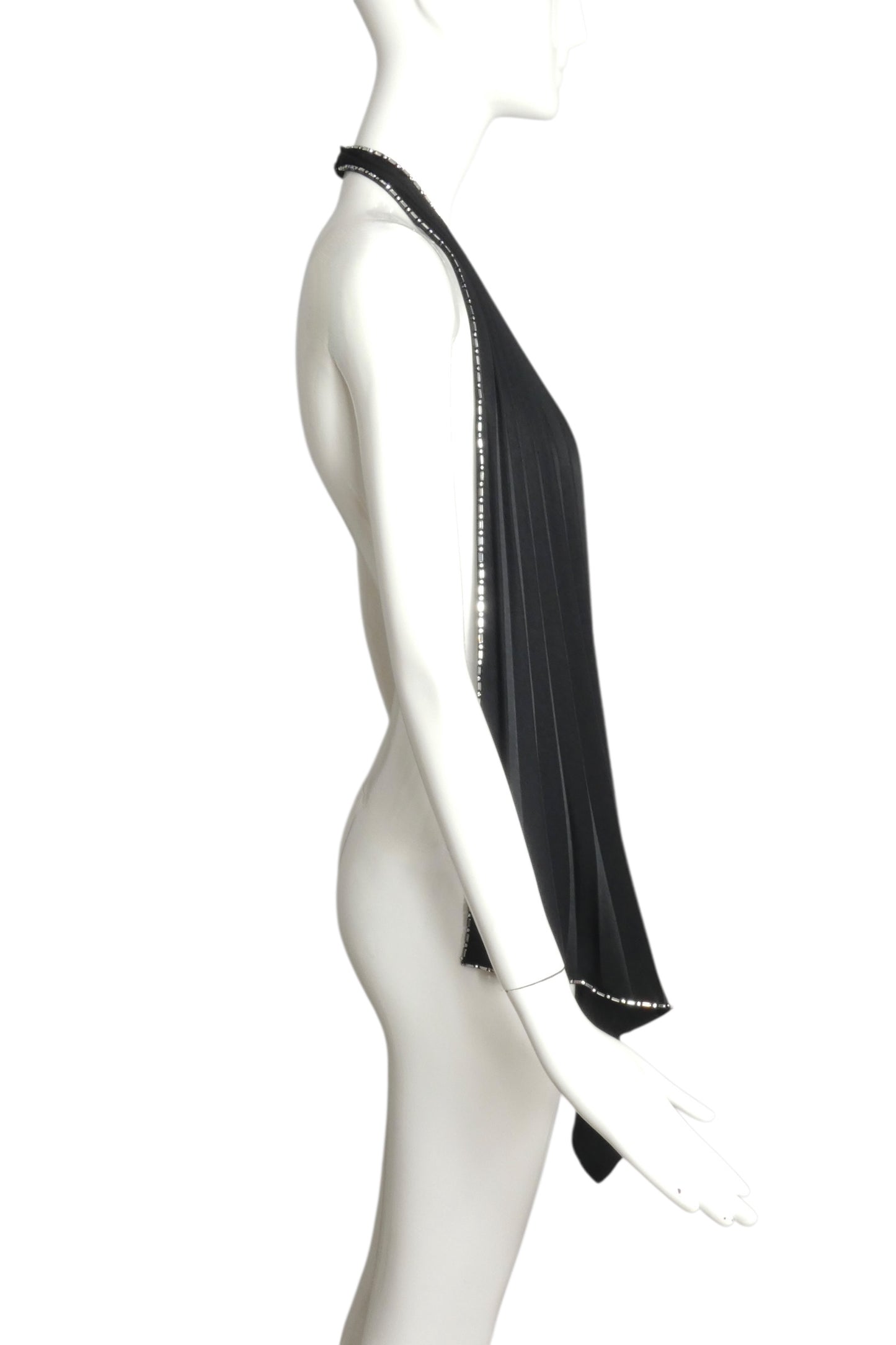 PIERRE CARDIN (HAUTE COUTURE)- 1998 Black Pleated Halter Top, Size 4