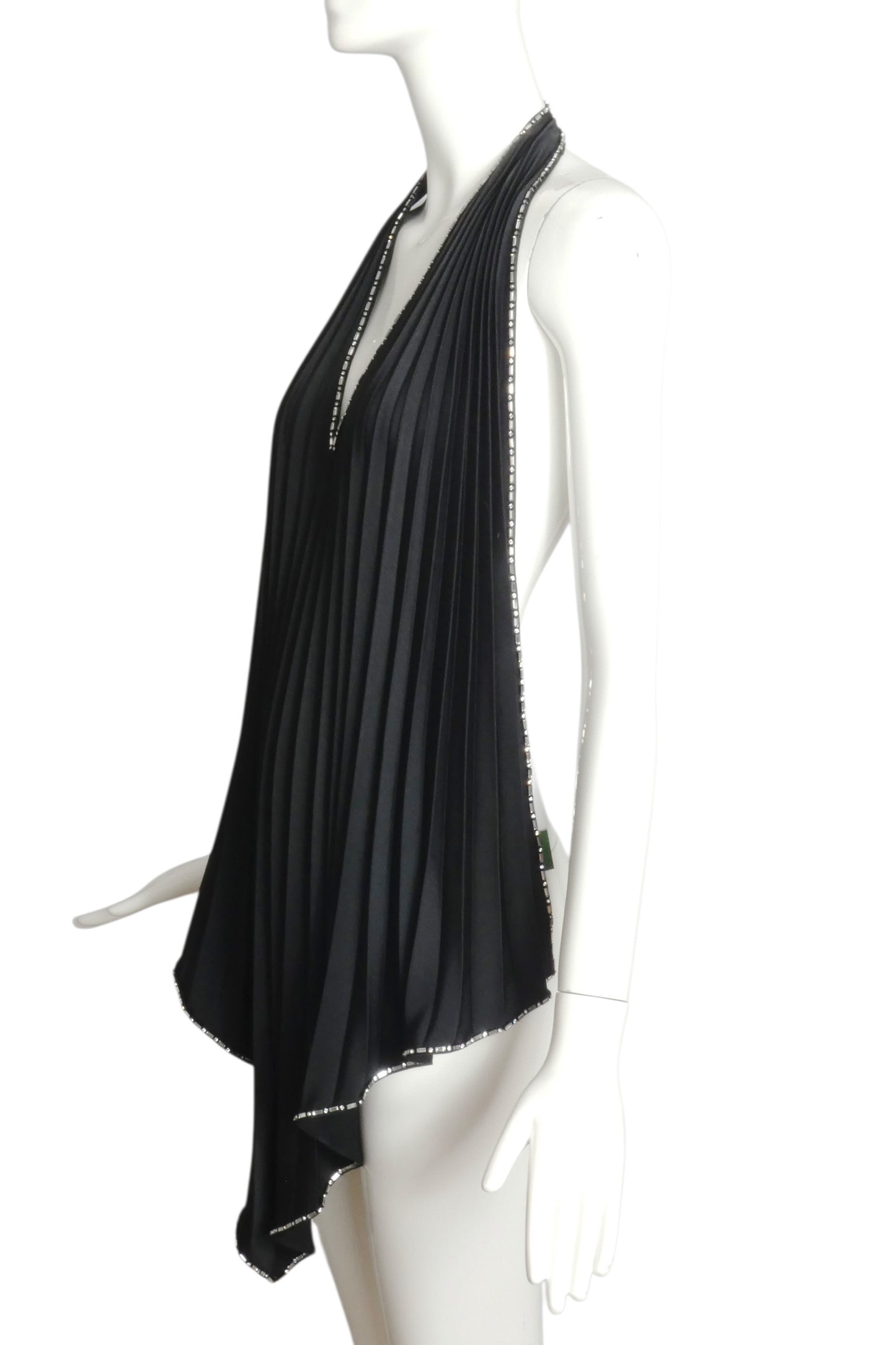 PIERRE CARDIN (HAUTE COUTURE)- 1998 Black Pleated Halter Top, Size 4