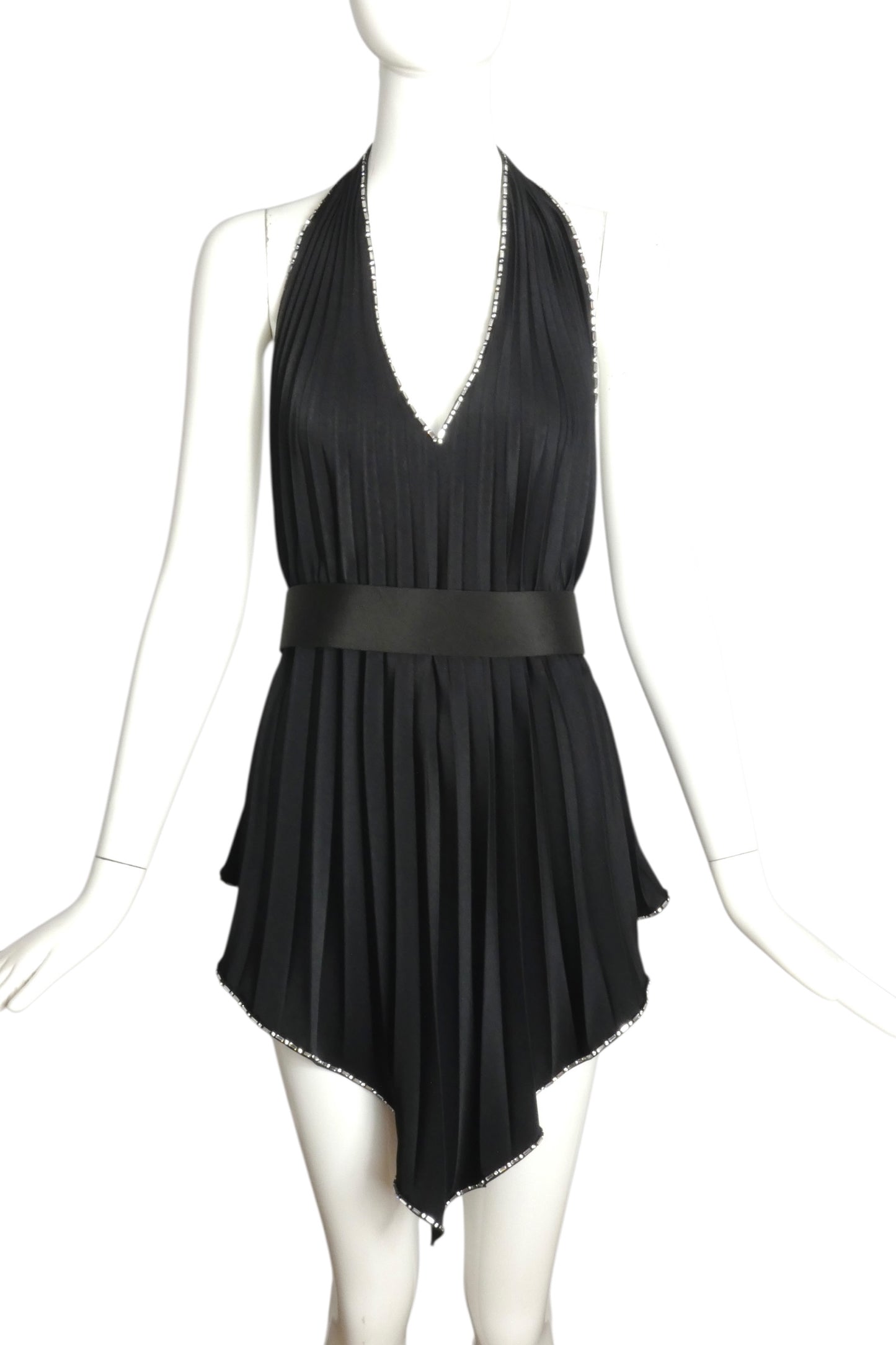 PIERRE CARDIN (HAUTE COUTURE)- 1998 Black Pleated Halter Top, Size 4