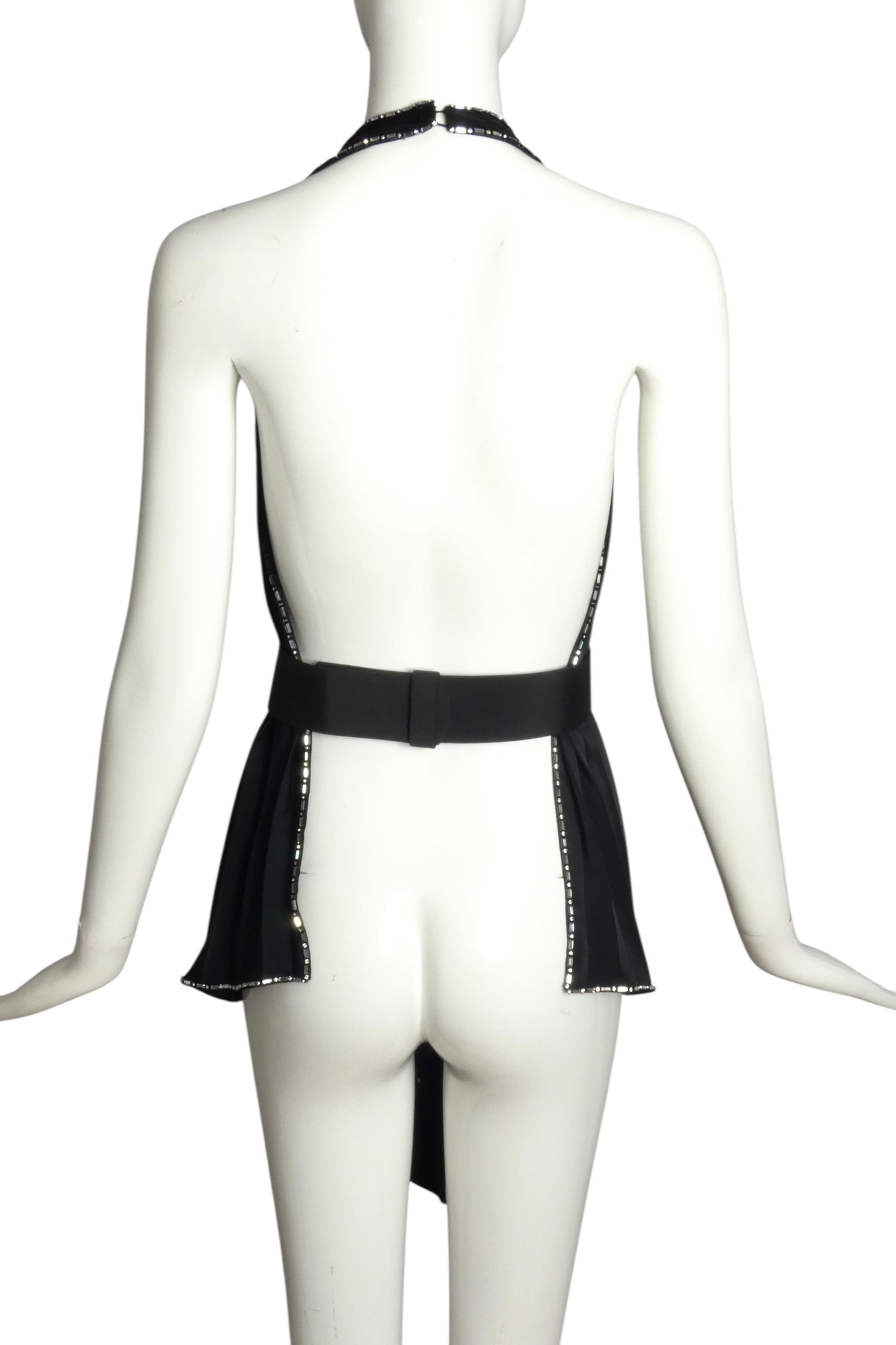 PIERRE CARDIN (HAUTE COUTURE)- 1998 Black Pleated Halter Top, Size 4