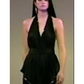 PIERRE CARDIN (HAUTE COUTURE)- 1998 Black Pleated Halter Top, Size 4