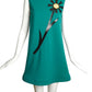 PIERRE CARDIN (HAUTE COUTURE)-2011 Green Crepe Appliqué Shift Dress, Size-4