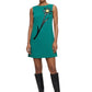 2011 Green Crepe Appliqué Shift Dress, Size-4