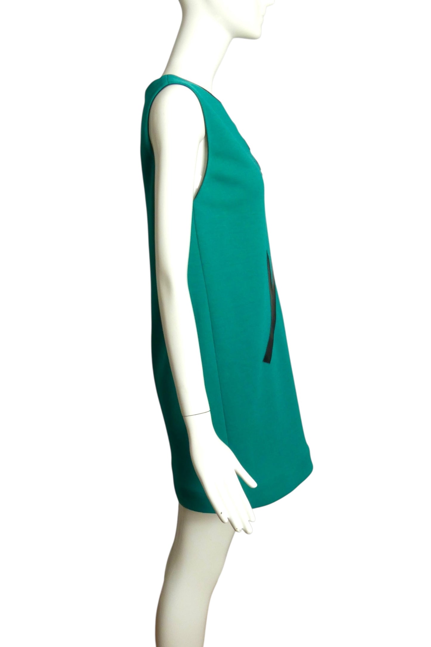 PIERRE CARDIN (HAUTE COUTURE)-2011 Green Crepe Appliqué Shift Dress, Size-4