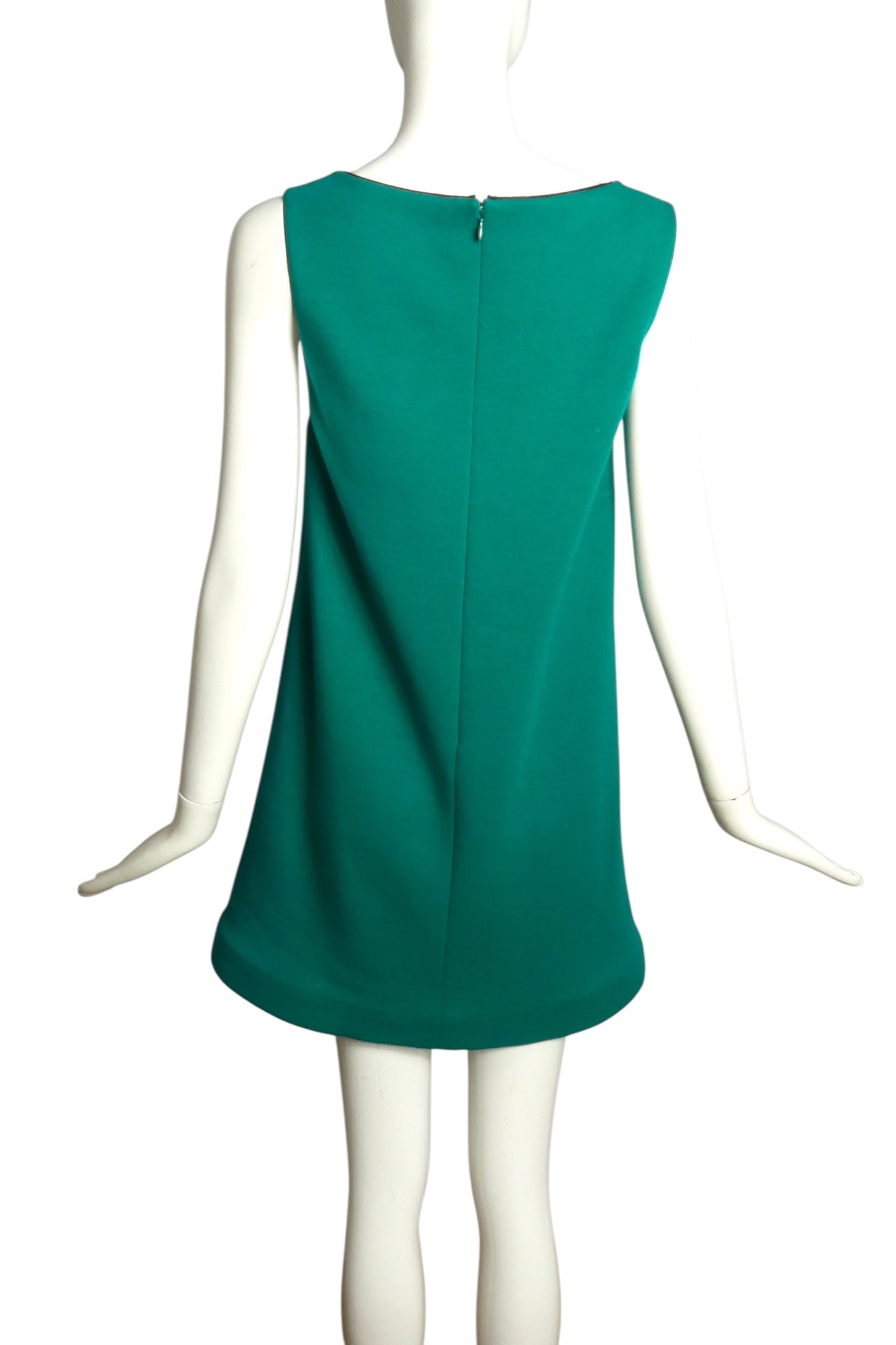 PIERRE CARDIN (HAUTE COUTURE)-2011 Green Crepe Appliqué Shift Dress, Size-4