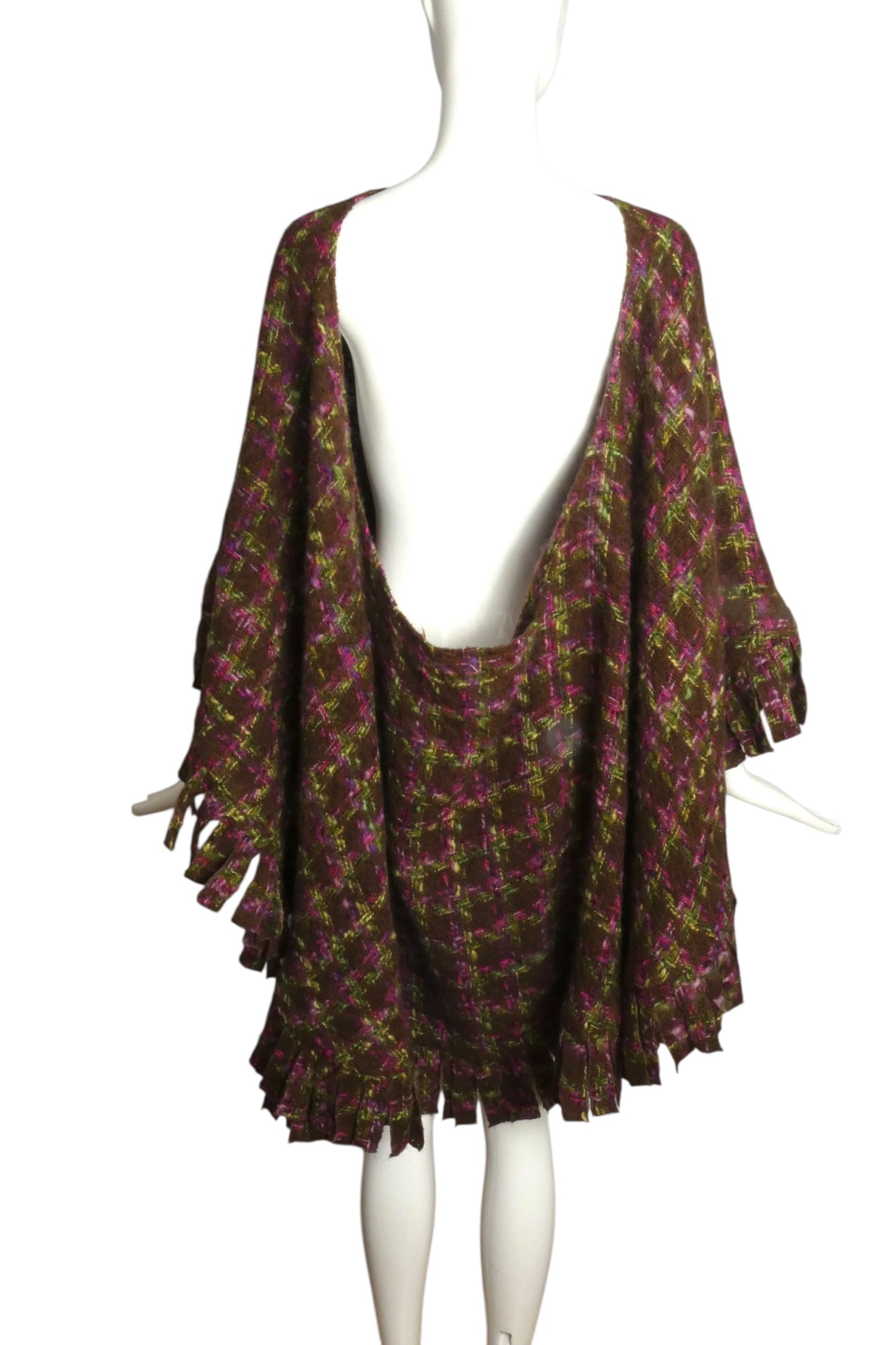 PIERRE CARDIN (HAUTE COUTURE)- 1977 Wool Fringe Poncho, One Size
