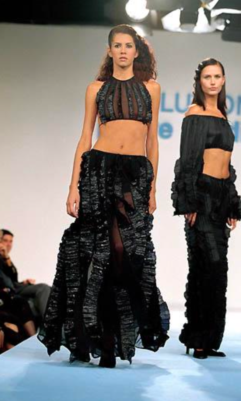 PIERRE CARDIN (HAUTE COUTURE) -2000 Chiffon & Lamé Maxi Skirt, Size-4
