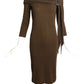 PIERRE CARDIN-1989 Brown Wool Knit Dress, Size-4