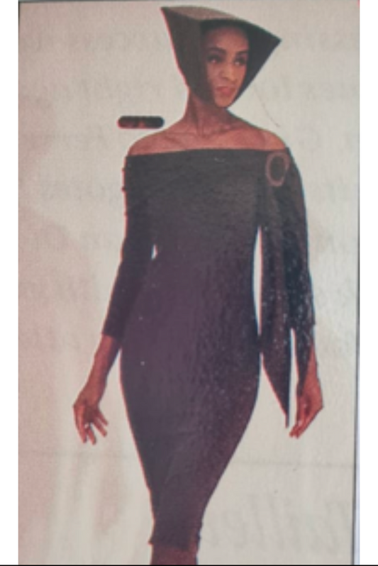1989 Haute Couture Navy Wool Knit Dress, Size-2