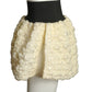 PIERRE CARDIN BOUTIQUE-1991 Ivory Puckered Rubber Overskirt, Size-4