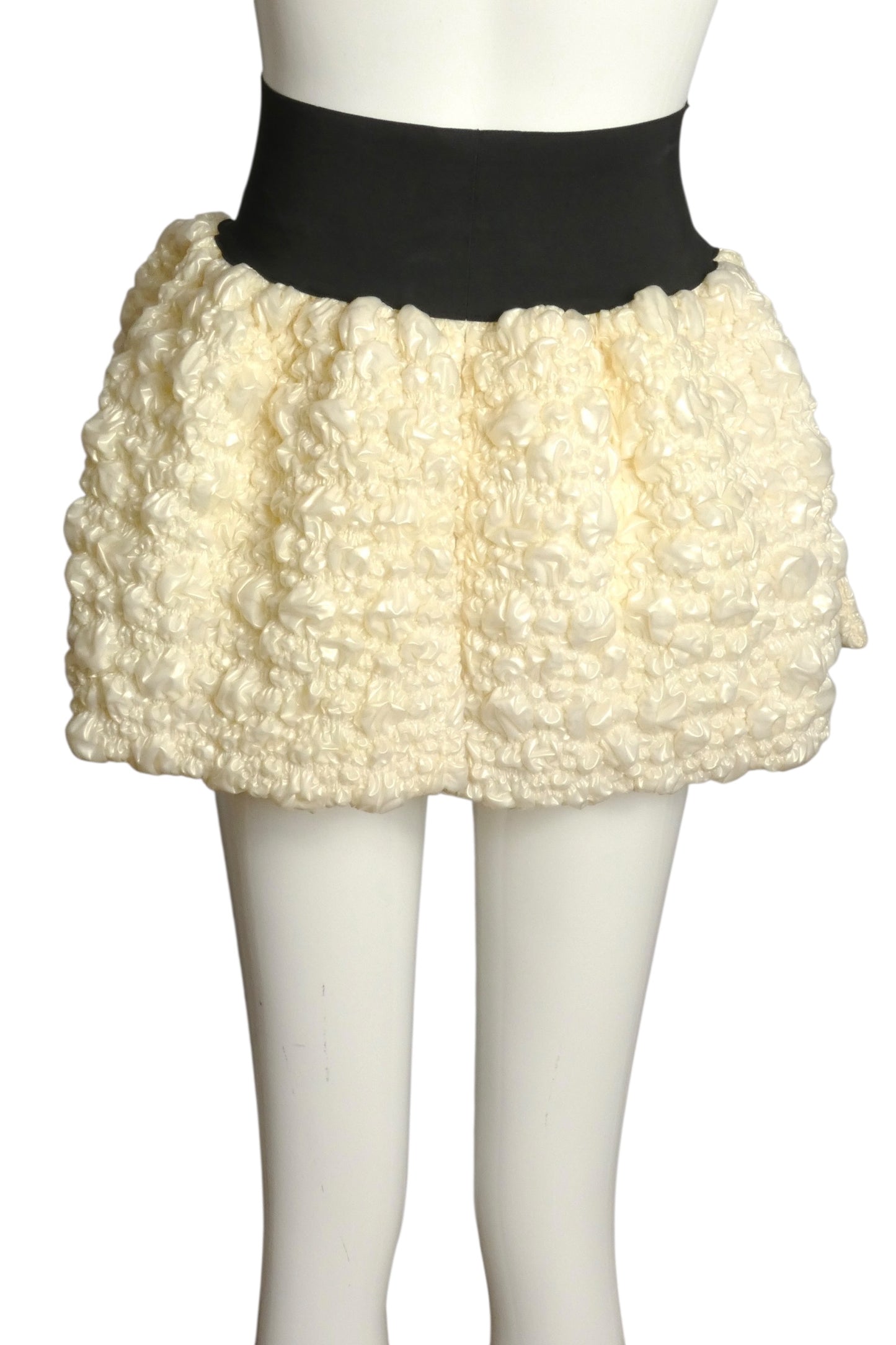 PIERRE CARDIN BOUTIQUE-1991 Ivory Puckered Rubber Overskirt, Size-4