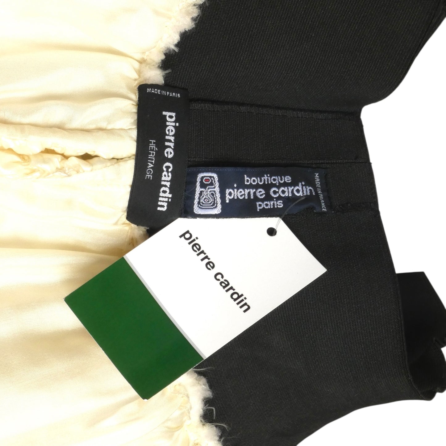 PIERRE CARDIN BOUTIQUE-1991 Ivory Puckered Rubber Overskirt, Size-4