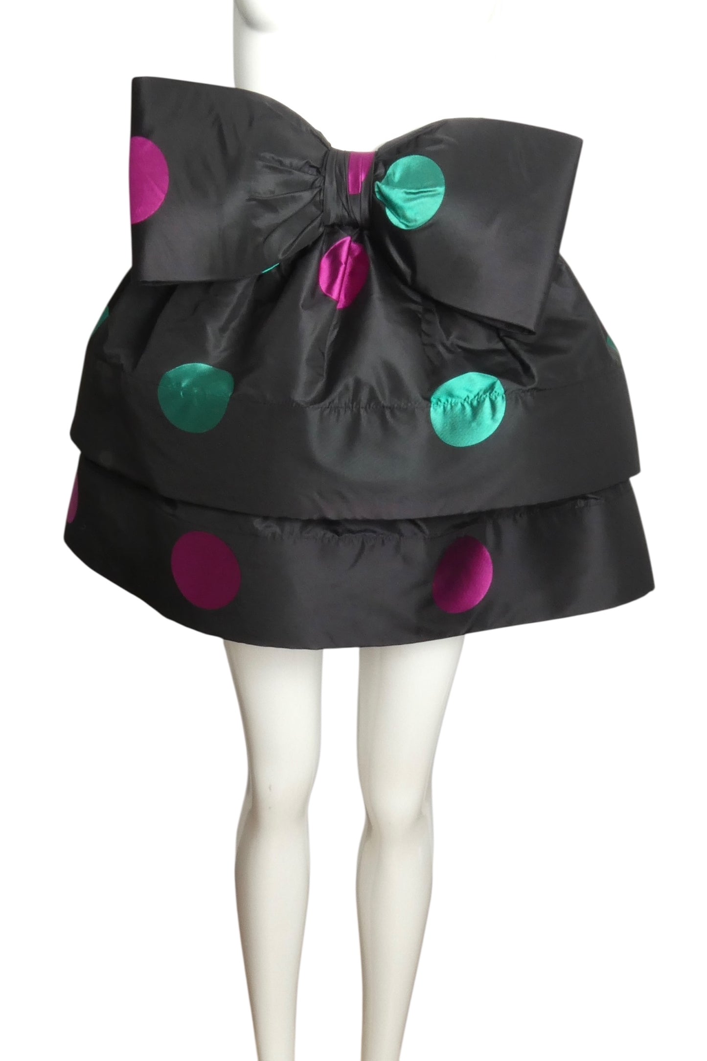 PIERRE CARDIN- 1990s Polka Dot Taffeta Mini Skirt, Size 2