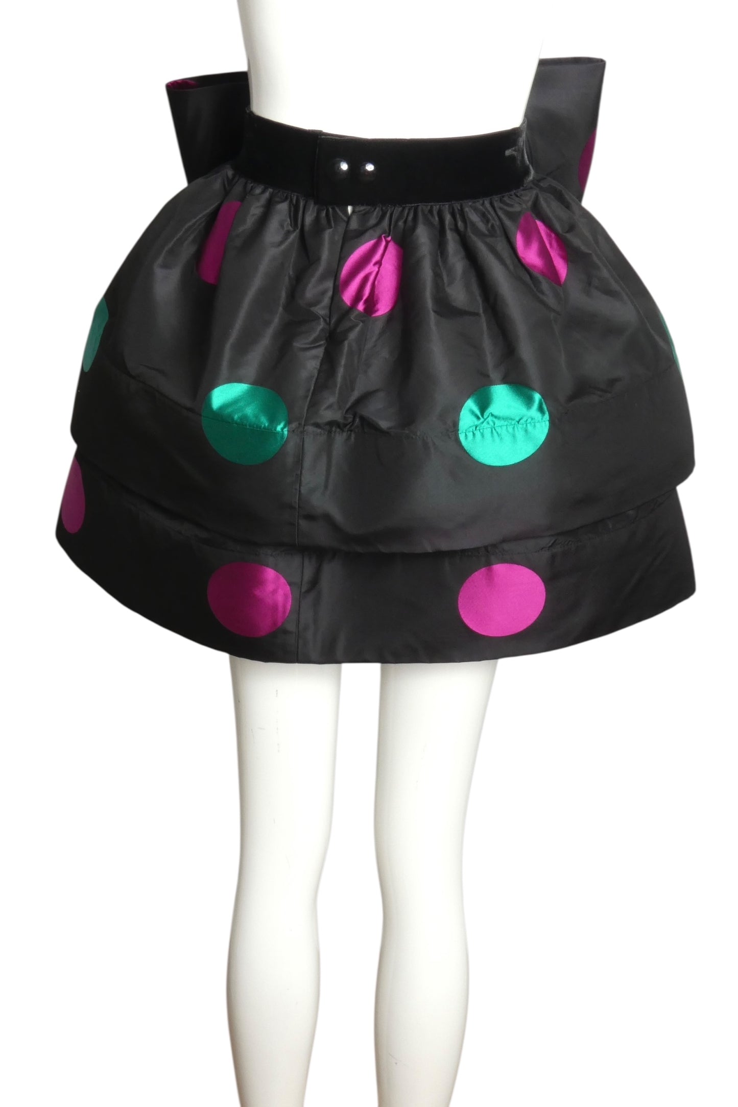 PIERRE CARDIN- 1990s Polka Dot Taffeta Mini Skirt, Size 2