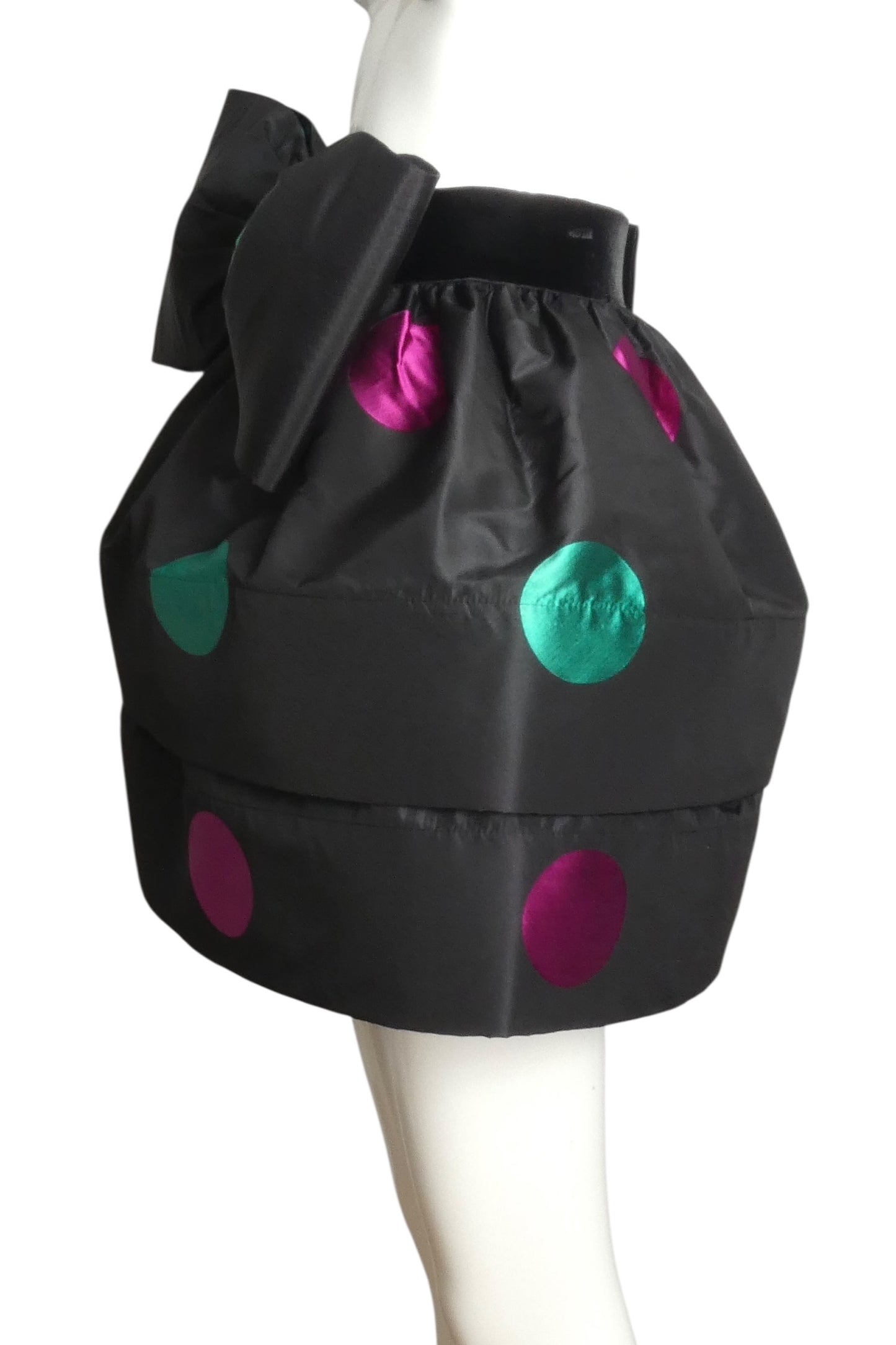 PIERRE CARDIN- 1990s Polka Dot Taffeta Mini Skirt, Size 2