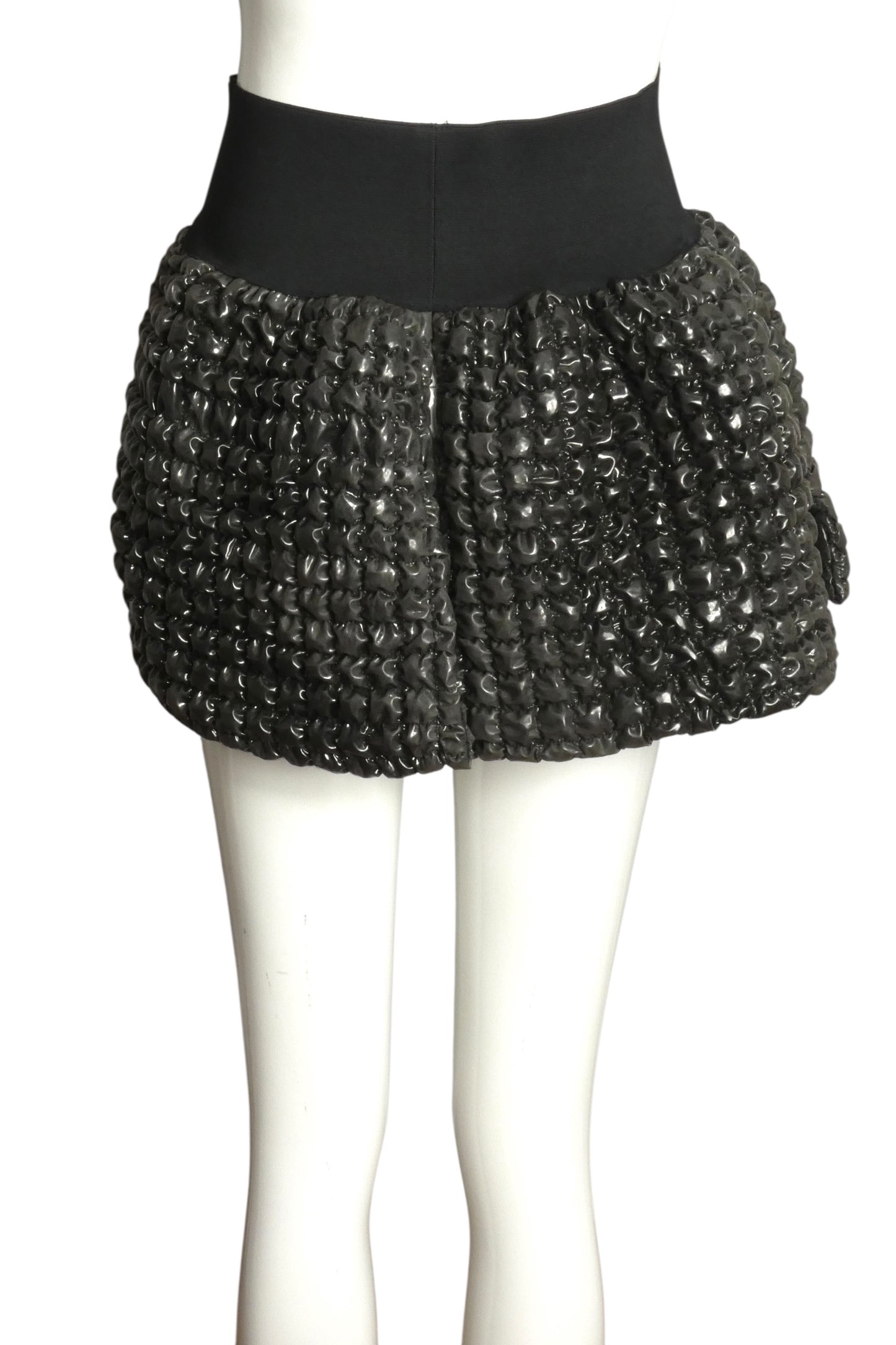 PIERRE CARDIN BOUTIQUE-1991 Charcoal Puckered Rubber Overskirt, Size-4