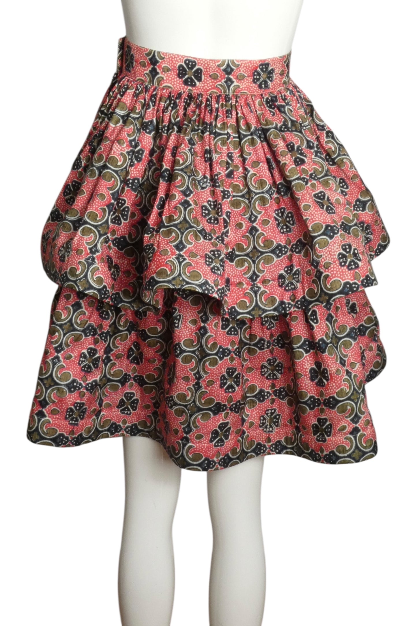 PIERRE CARDIN (HAUTE COUTURE)- 1974 Printed Silk Tiered Skirt, Size 6