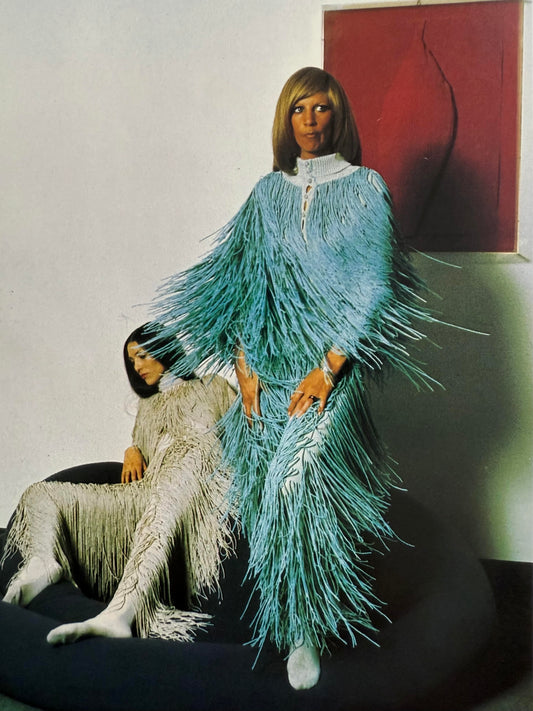 PIERRE CARDIN (HAUTE COUTURE)-1968 Fringe Knit Ensemble, Size 4