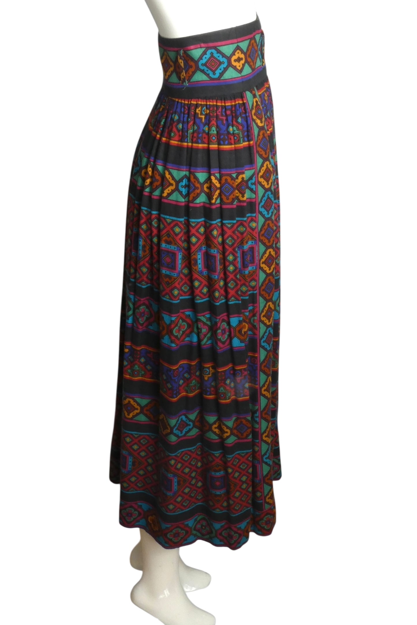 MISS O by OSCAR- 1980s Cotton Print Pleated Skirt, Size 8